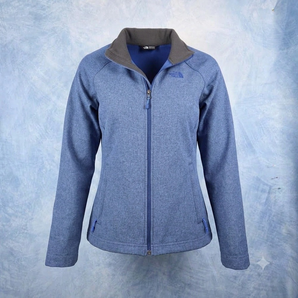 The North Face Apex Bionic Softshell Jacket Blue Heathered Fleece Lined Womens M